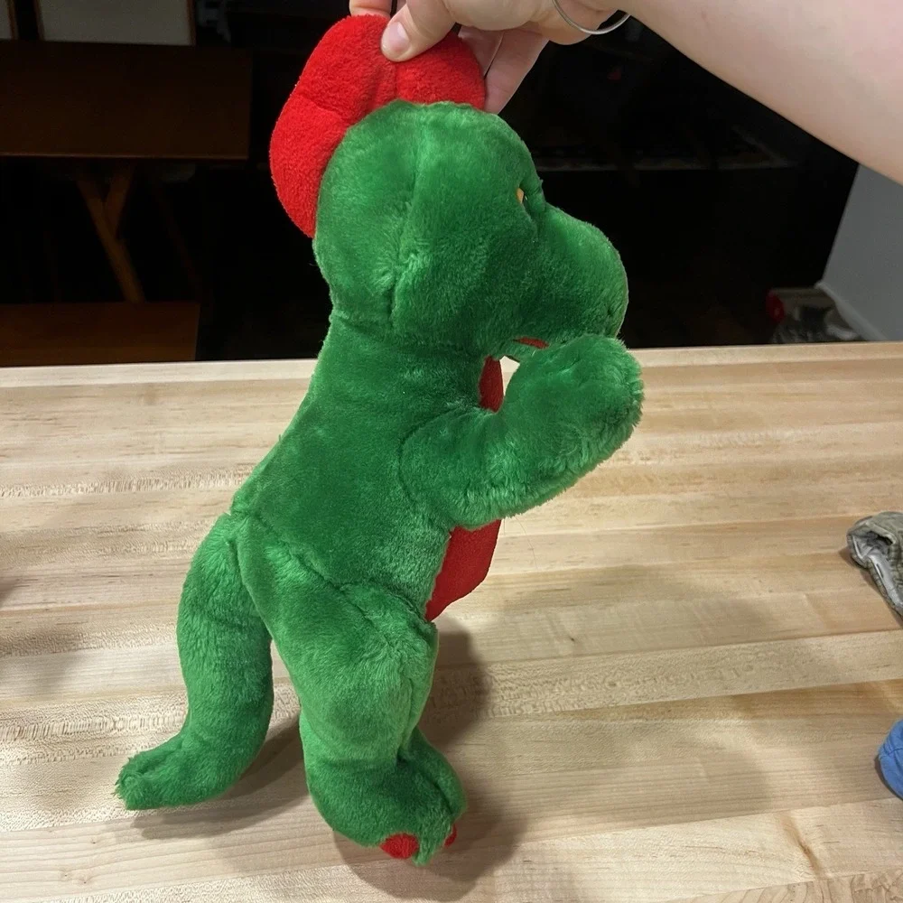 Fine Toy Company Vintage Green & Red Dinosaur‎ Plush, 16